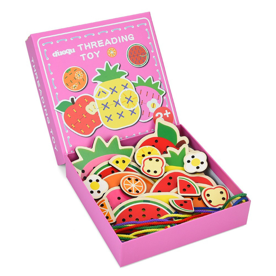 Детская деревянная игрушка-шнуровка 