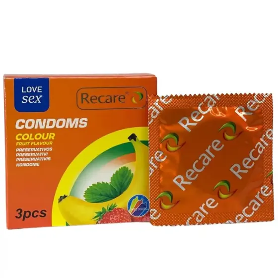 Презервативи Recare Color Fruit Flavour Condoms 3 шт, аромати: м'ята, банан, полуниця Львів