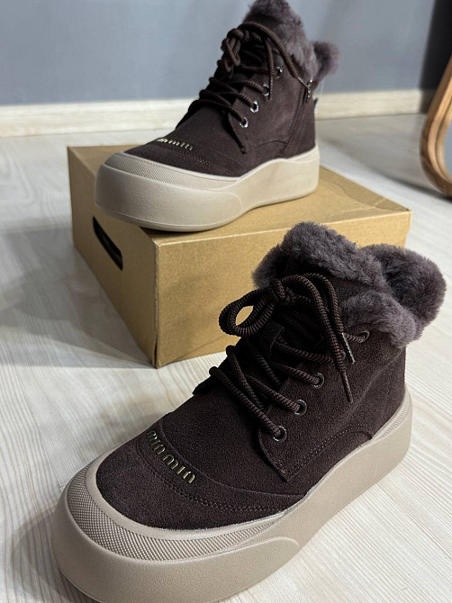 Черевики жіночі Hengji 677-2 замшеві високі кеди на хутрі коричневі, 36, 23 см Київ - фото 12