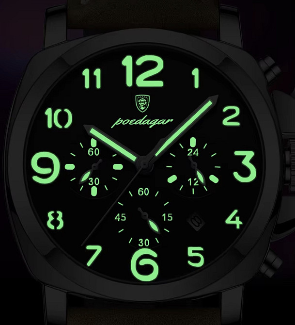 Годинник чоловічий наручний Poedagar Luminious Rubber Black (2 ремінці) Вінниця - фото 13