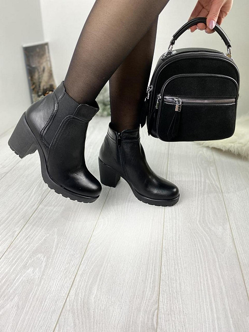 Черевики жіночі VESNA чорні натуральна шкіра зима висота 12см каблук 7см (2804) Коломия - фото 5