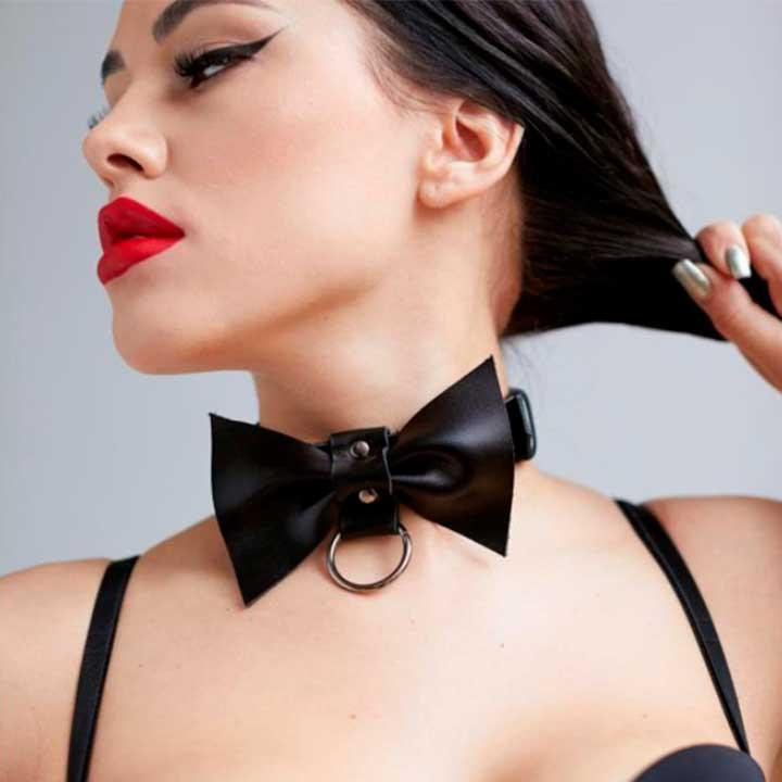 Сексуальний чокер з бантом - Чорний - Садо-мазо Вінниця - фото 4