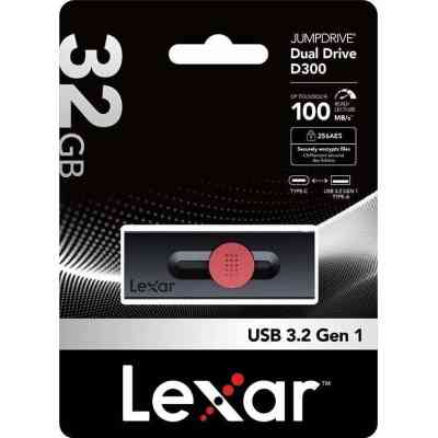 USB флеш накопичувач Lexar 32GB JumpDrive Dual Drive D300 USB/Type-C3.2 (LJDD300032G-BNBNG) Вінниця
