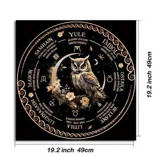 Вівтарна скатертина з совою і місяцем – магічне Колесо року 49×49 см Київ