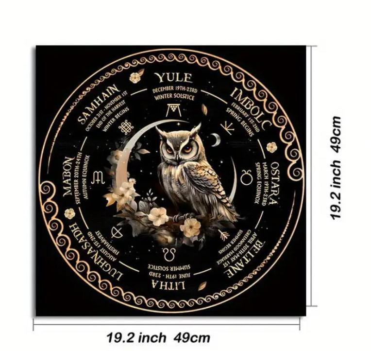 Вівтарна скатертина з совою і місяцем – магічне Колесо року 49×49 см Київ - фото 2