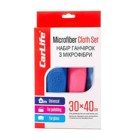 Набір ганчірок з мікрофібра CarLife, 30x40см Киев