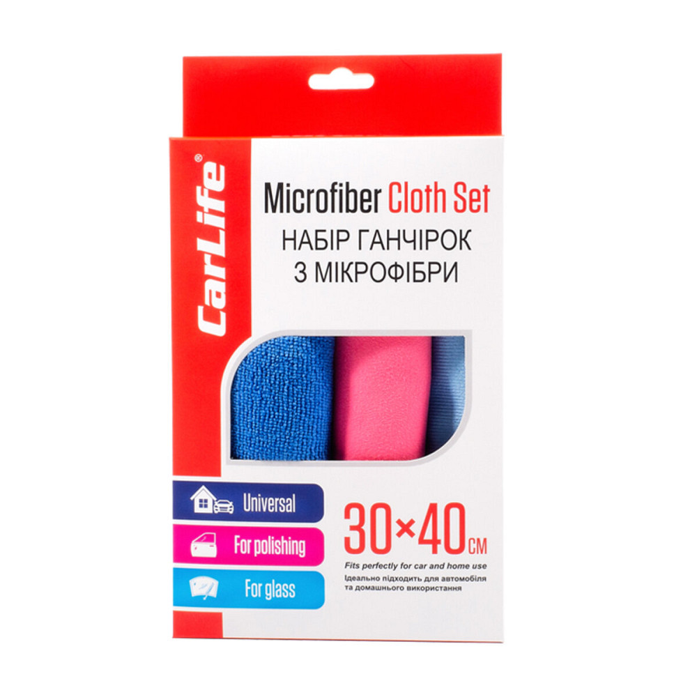 Набір ганчірок з мікрофібра CarLife, 30x40см Киев - изображение 1
