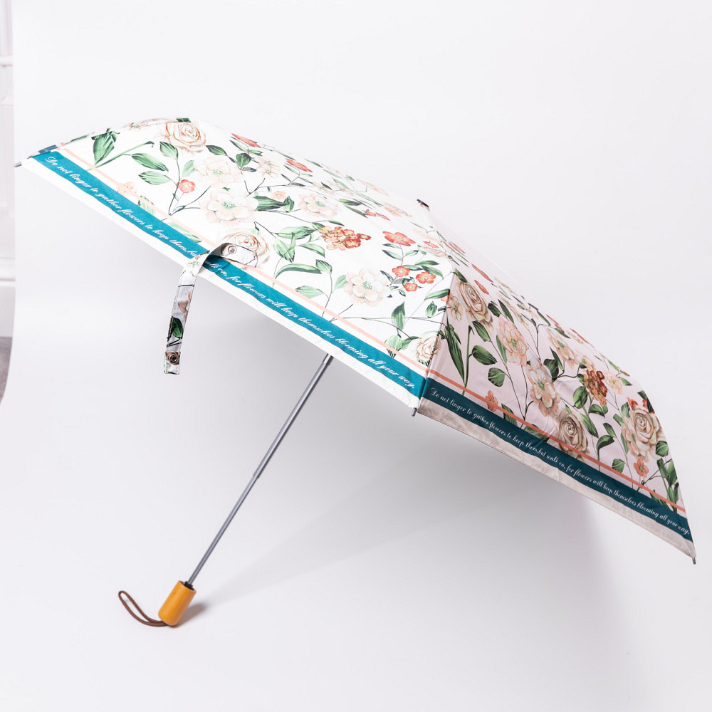 Yiwu Парасолька механічна елегантна з принтом міцна надійна з поліестеру діаметр 99 см Зелений Коломия - фото 7