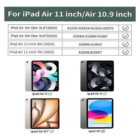 Клавіатурний чохол для iPad Air 11" сумісний з M4/M3/M2/M1 сірий QWERTY знімна Bluetooth-клавіатура тримач для Apple Pencil Київ