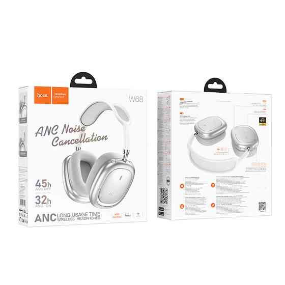 Бездротові накладні навушники HOCO W68 Calma ANC noise-canceling BT headphones(App) Silver Одеса