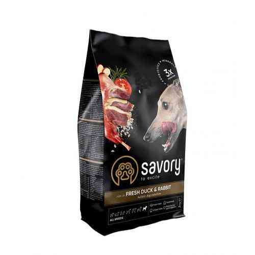 Сухой корм Savory для собак всех пород, со свежей уткой и кроликом, 3 кг Киев