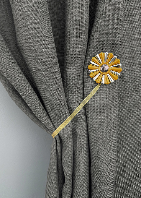 Магніти для штор і гардин Хризантема набір 2 шт Золотистий з сріблястим (81-303) Київ - фото 5