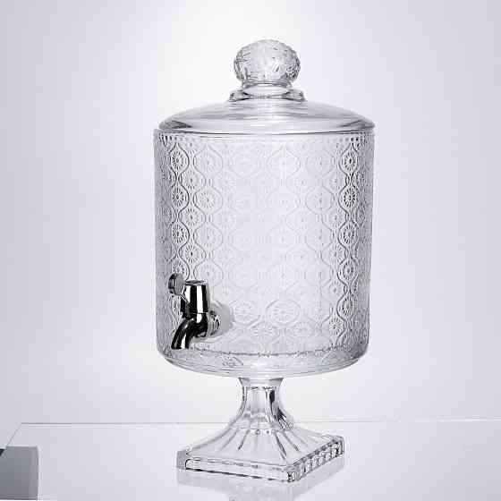 Yiwu Лимонадниця з краном на підставці скляна 4.5 л лимонадник 39 см прозорий HP-19-3045-7 Коломия