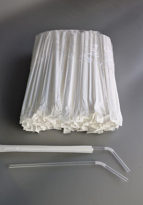 Трубочка d4.8-21см у індивід. упаковці Прозора з гофрою (200 шт) Харків - фото 1