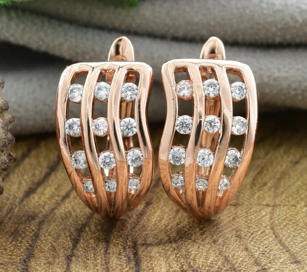 Сережки Xuping 26058, розмір 16*9мм, білі фіаніти, позолота РО Київ - фото 1