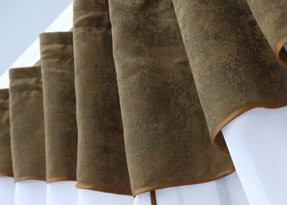 Кухонный комплект VR-Textil № 084к шторки с ламбрекеном белый с коричневым 270х170 см (52-0939) Киев - изображение 4