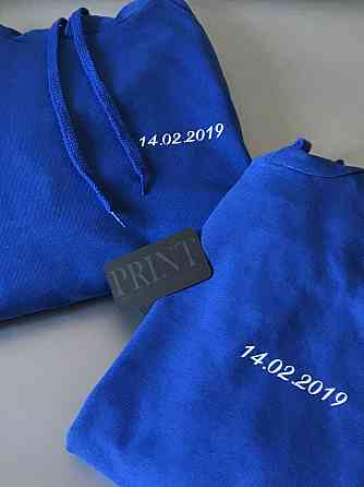 Яскраво сині Парні толстовки для хлопця та дівчини з датою Вашої річниці Чернівці