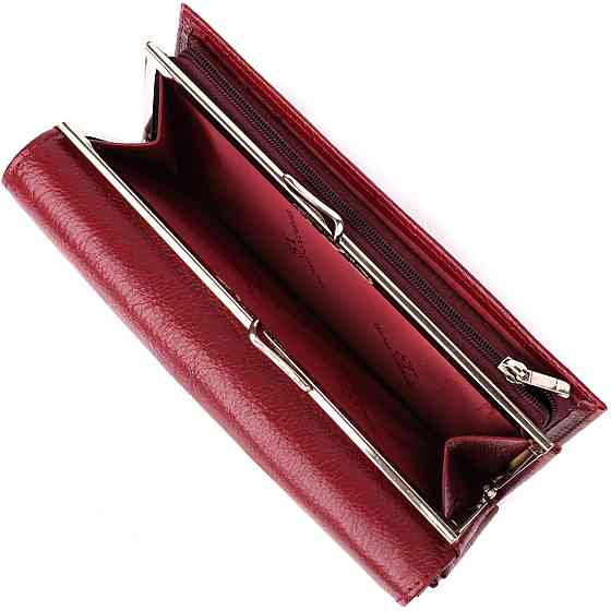 Модный женский кошелек на магнитах из натуральной кожи ST Leather 23113 Бордовый Киев