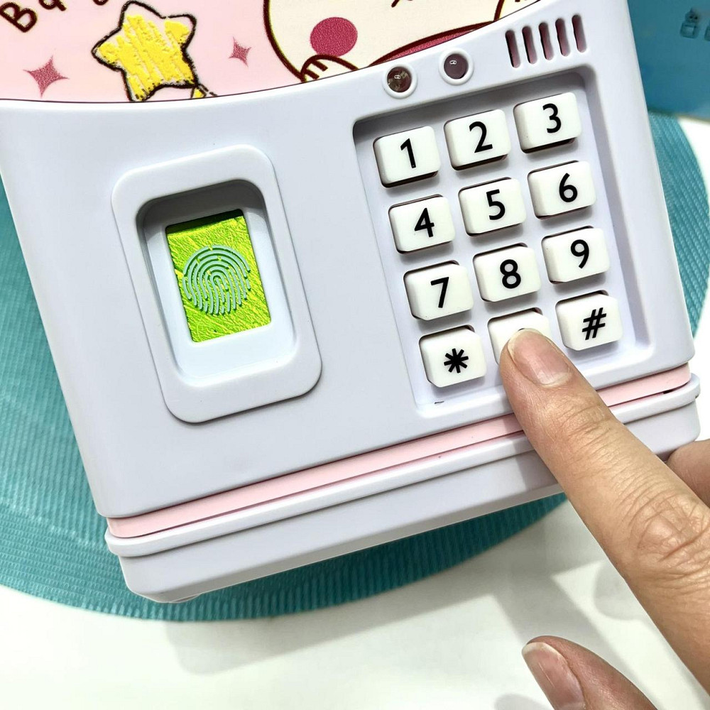 Сейф-скарбничка Банківський термінал з кодовим замком відбиток затягує купюри звук підсвічування від аккамулятора Рожевий Вид2 Чернігів - фото 5