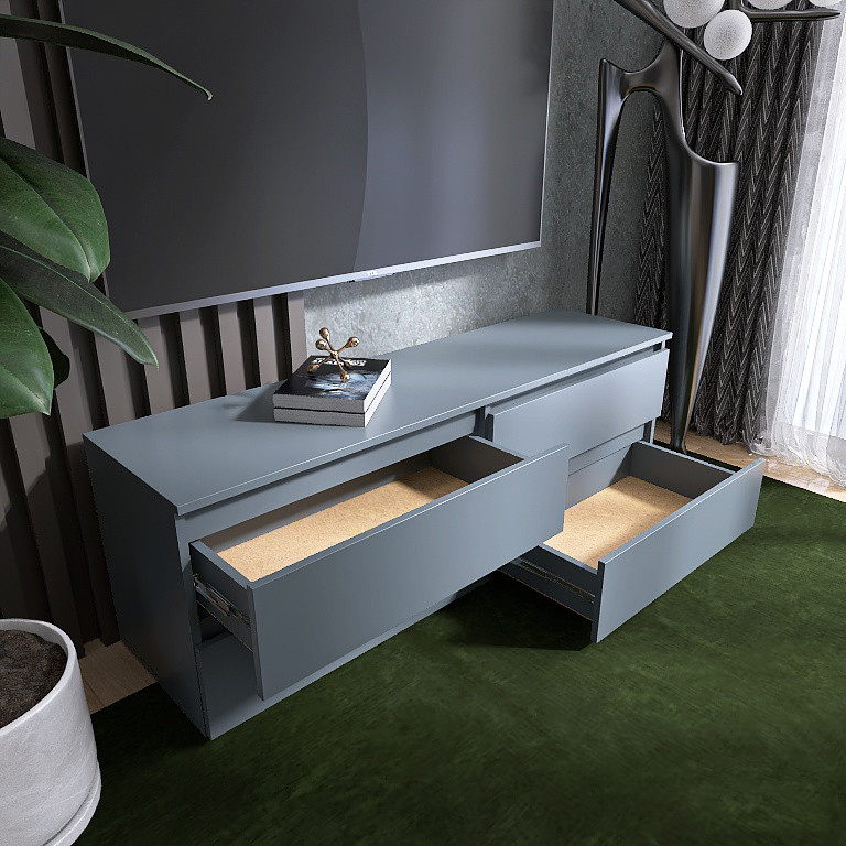 Тумба под телевизор Эверест ЛТВ-1400 Лайт 140х38х49 см Графит (DTM-4910) Львов - изображение 5