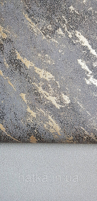 Обои виниловые на флизелине Marburg Lava метровые под штукатурку черные с золотом Киев - изображение 3