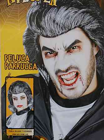 Перука на Хелловін чорне волосся з сивими пасмами оne size Київ