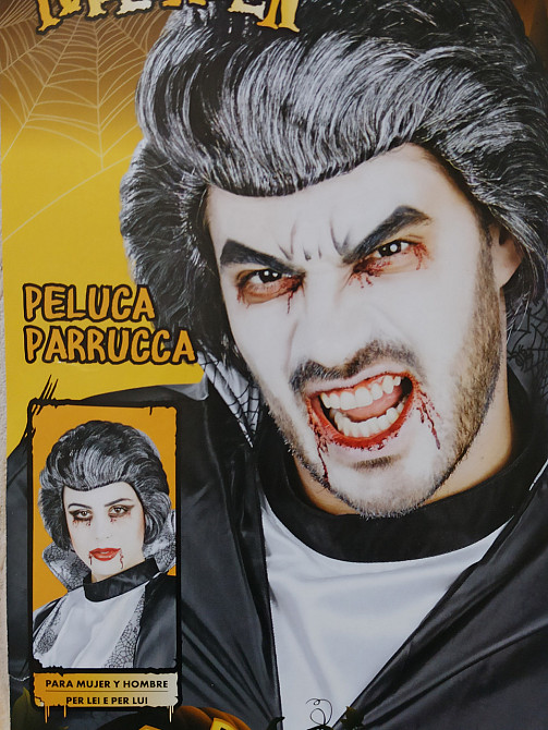 Перука на Хелловін чорне волосся з сивими пасмами оne size Київ - фото 4