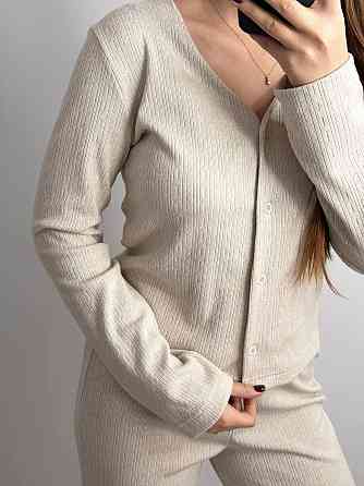 Женский трикотажный костюм на тёплую погоду Бежевый M-L Харьков