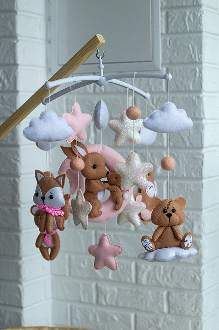 Дитячий мобіль на ліжечко для немовлят WooolyWool «Ніжність» для дівчинки Київ - фото 3