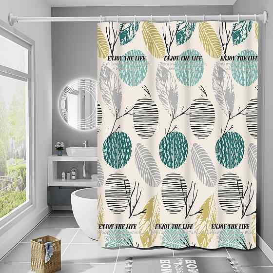 Шторка для ванны из полиэстера водонепроницаемая Bathlux 180x180 см с кольцами, занавеска для ванной комнаты Каменец-Подольский