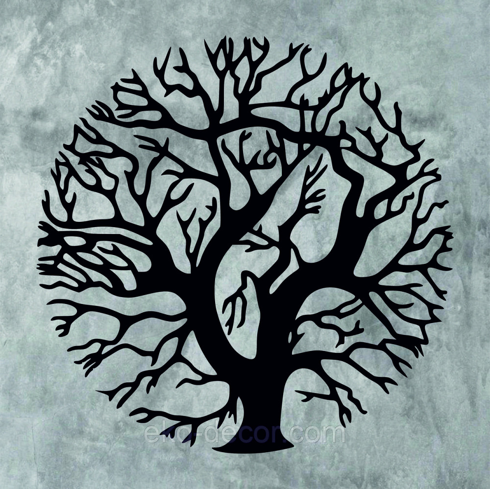 Декоративное настенное 3D Панно «Дерево в кругу» Декор на стену с объемом 70*70 см, Черный Киев - изображение 7