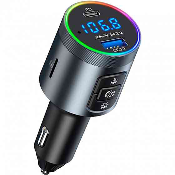 автомобільний FM-трансміттер Aspiring Wave 12 48W PD LED/Bluetooth/microSD/QC3.0,USB-C 30W Вінниця