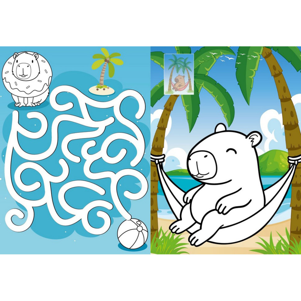 Дитяча розмальовка зі стікерами "Капібара на канікулах" CB21, 16 сторінок Вінниця - фото 2