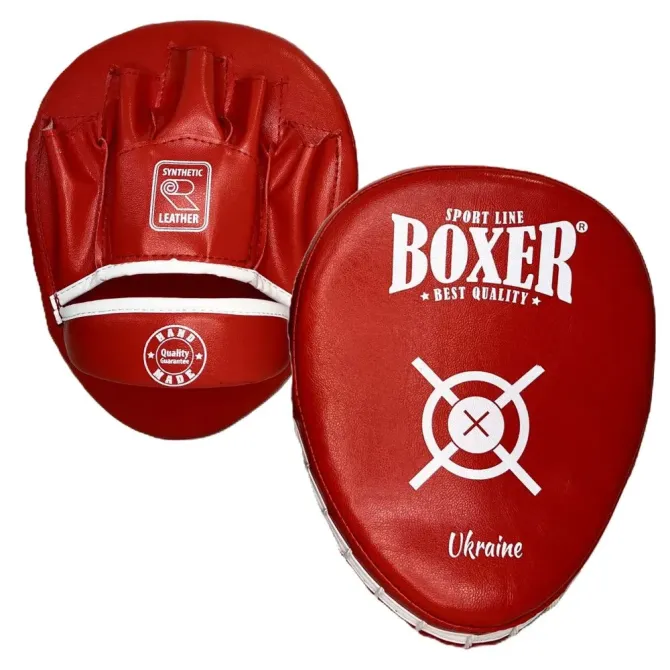 Лапи боксерські ергономічні (гнуті) BOXER NEW 2013-N1, шкірзам Вишнёвое - изображение 8