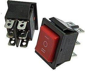 Перемикач широкий з підсвічуванням IRS-203-1C ON-OFF-ON 6-контактний, 15A, 220V, червоний Полтава - фото 1