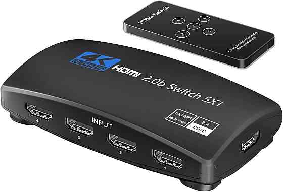 HDMI перемикач NEWCARE на 5 портів з пультом, 4K 60Hz HDMI 2.0b UHD, сумісний з PS5, Apple TV, XBOX, Київ