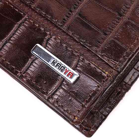 Стильное портмоне для мужчин из натуральной кожи с тиснением под крокодила KARYA 21324 Коричневый Киев