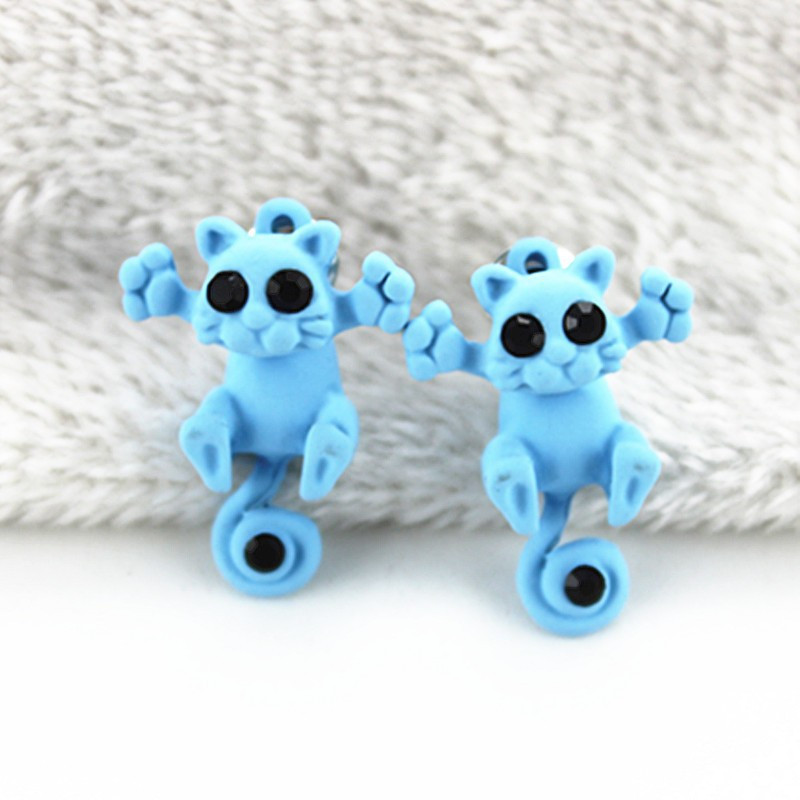 Серьги с котами 2 см голубой Киев - изображение 1