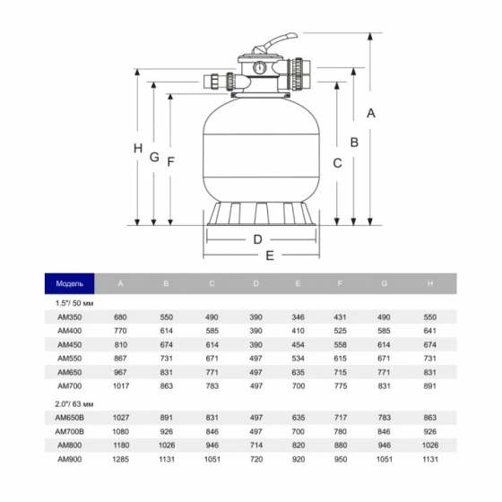 Песочный фильтр для бассейна Aquaviva M350 (5 м3/час. D350) Киев