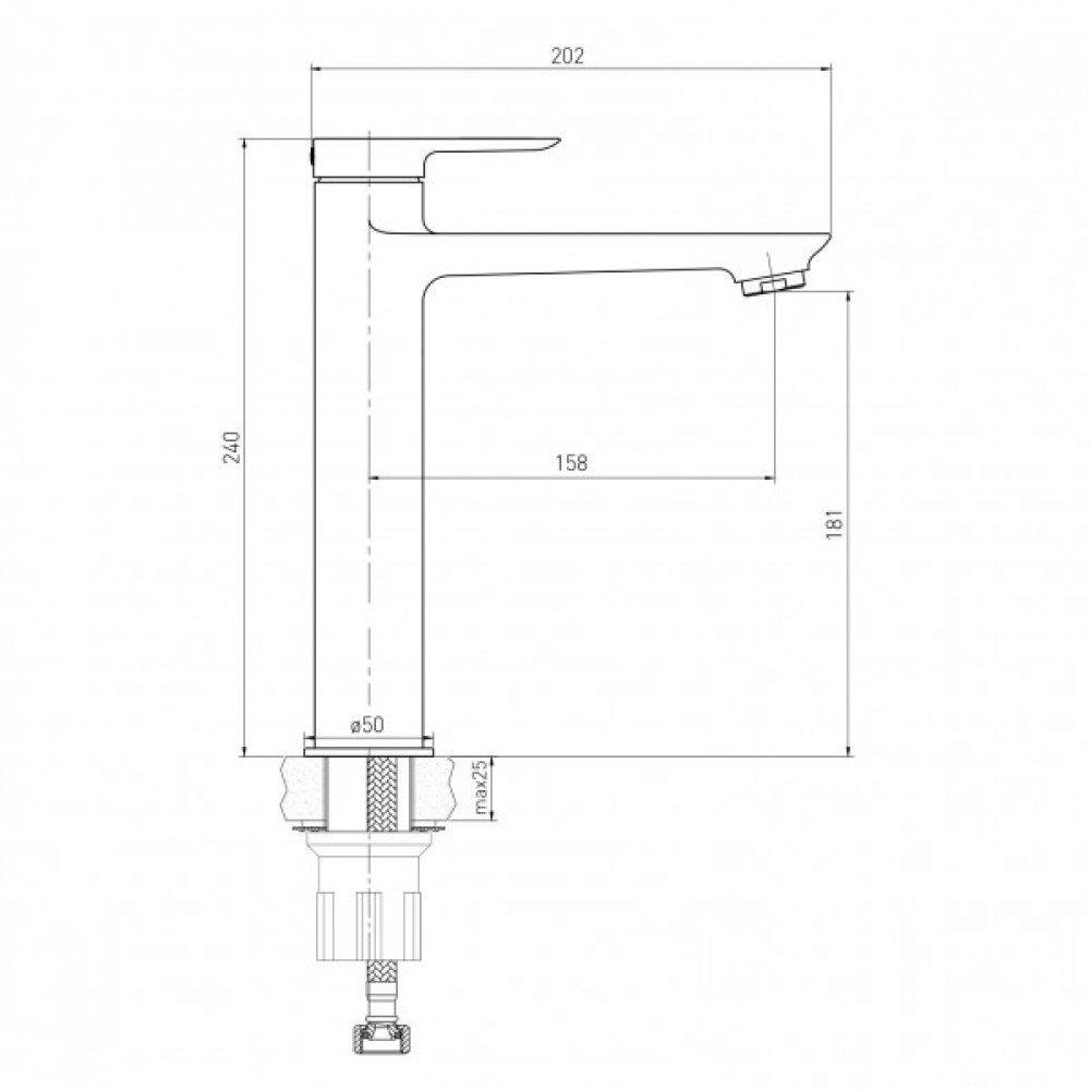 Змішувач для раковини високий Volle LIBRA de la noche чорний/матовий 1521.010204 Київ - фото 2