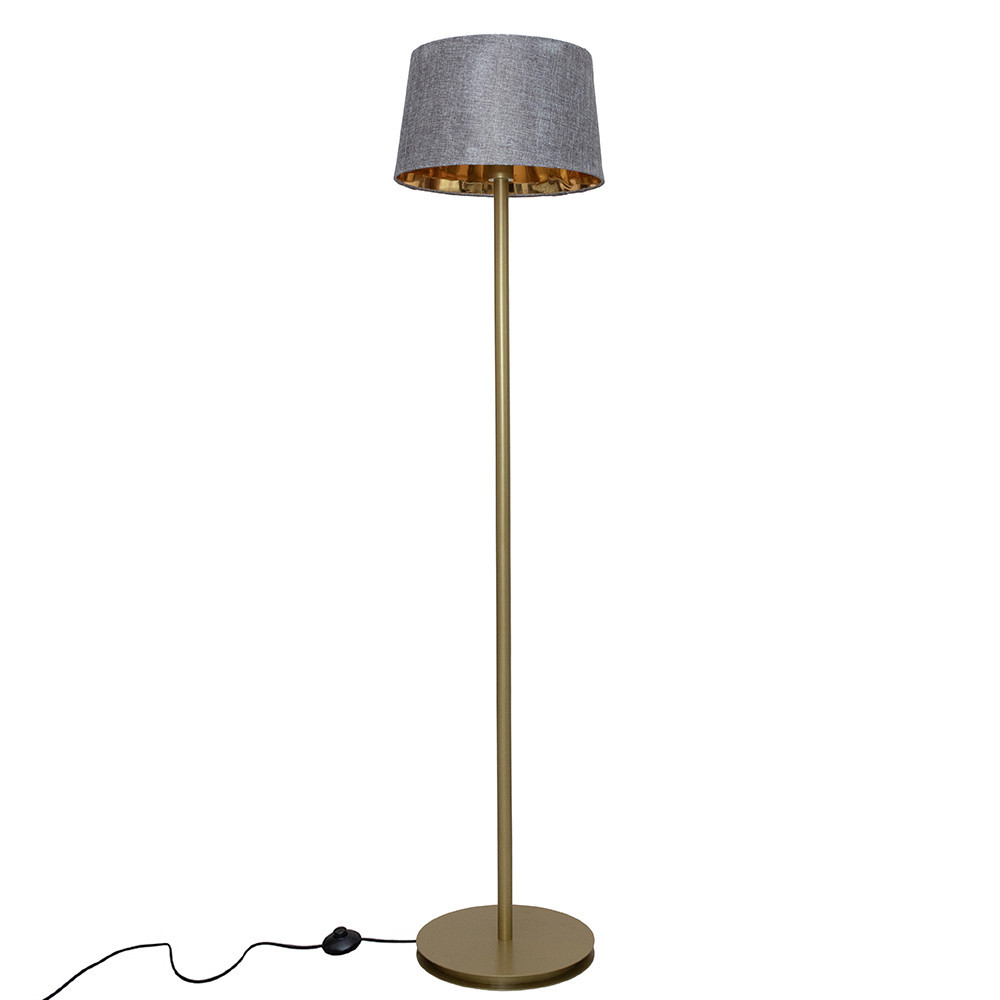 Торшер MSK Electric с серым плафоном из ткани под лампу  Е27 с золотым основанием NL 3621 GD+GR Одесса - изображение 1