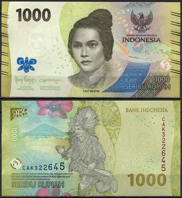 Индонезия 1000 рупий 2022г UNC P-162 Полтава - изображение 1