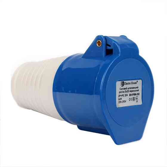 Разъем силовой штепсельный переносной 3x32 2P+PE, 32 A, 220-250 В, IP44 Днепр