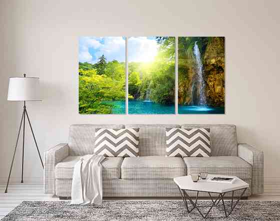 Модульна картина у вітальню/ спальню   Водоспад     ART-287_3A 100х150 см Київ