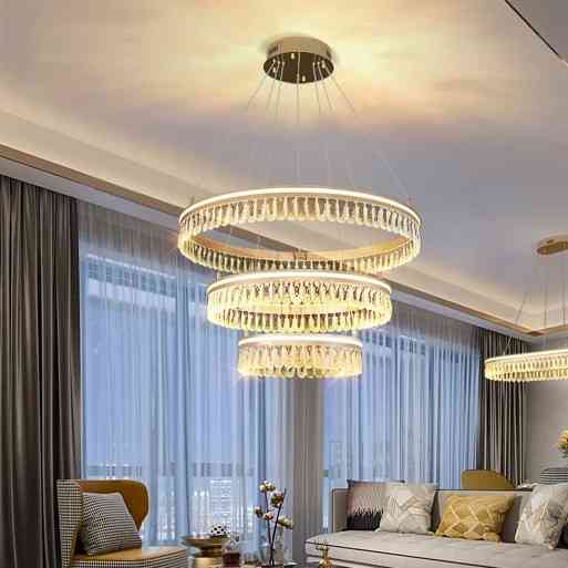 Люстра світлодіодна стельова Кришталеве коло PJ915 (Золотистий) 40+60+80 см Київ