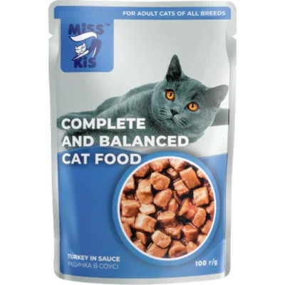 Влажный корм для кошек Mis Kiss с индейкой в соусе 100 г (4820164440162/4820111141487) Винница - изображение 1