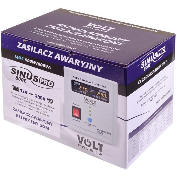 Гібридний ДБЖ / інвертор Volt Polska SINUS PRO 800 E 12/230 V 500/800 W (3SP080012E) Київ - фото 5