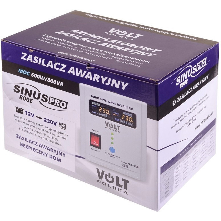 Гибридный ИБП / инвертор Volt Polska SINUS PRO 800 E 12/230V 500/800W (3SP080012E) Киев - изображение 5