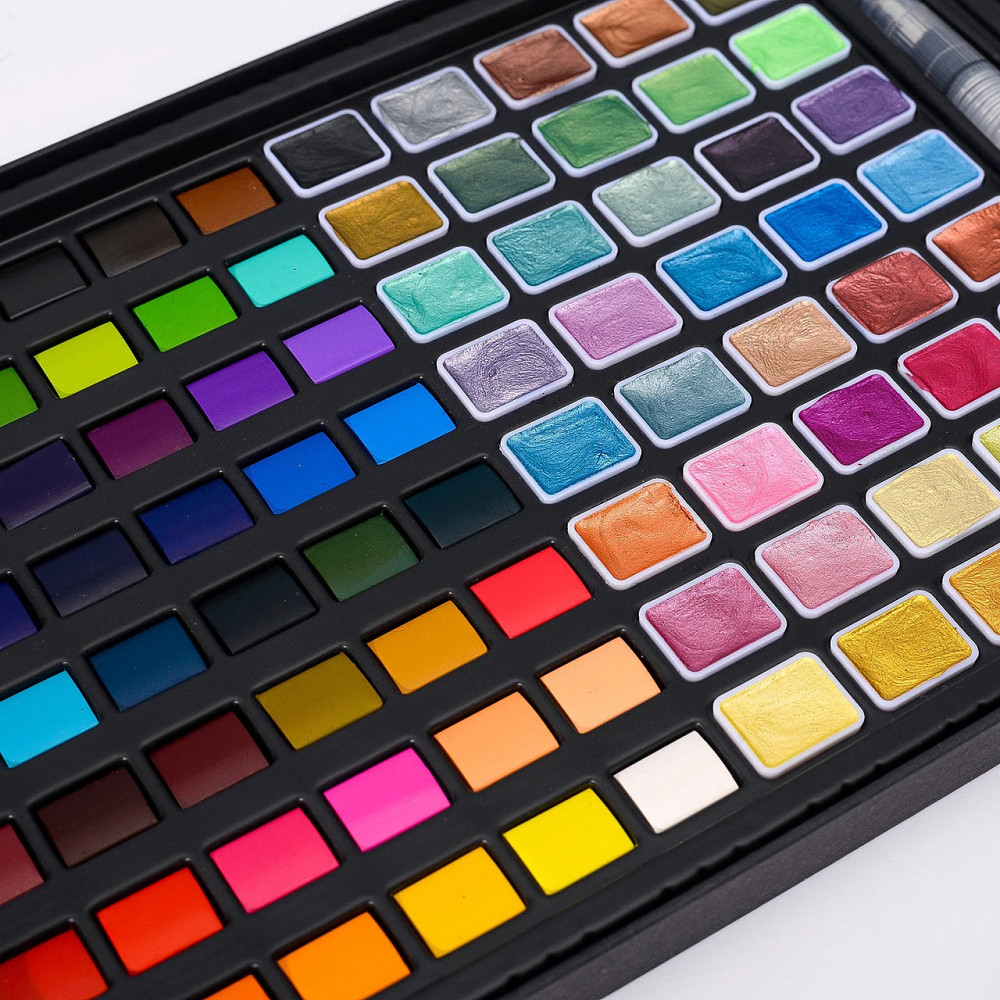 Набір акварельних фарб металіка 88 кольорів, фарби з металевим відливом на водній основі Кам'янець-Подільський - фото 1