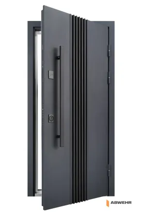 Двері вуличні, модель 590 Vector RAL 7021Т / ВСМ мдф+vinorit Білий З ТЕРМОРОЗРИВОМ 860 Київ